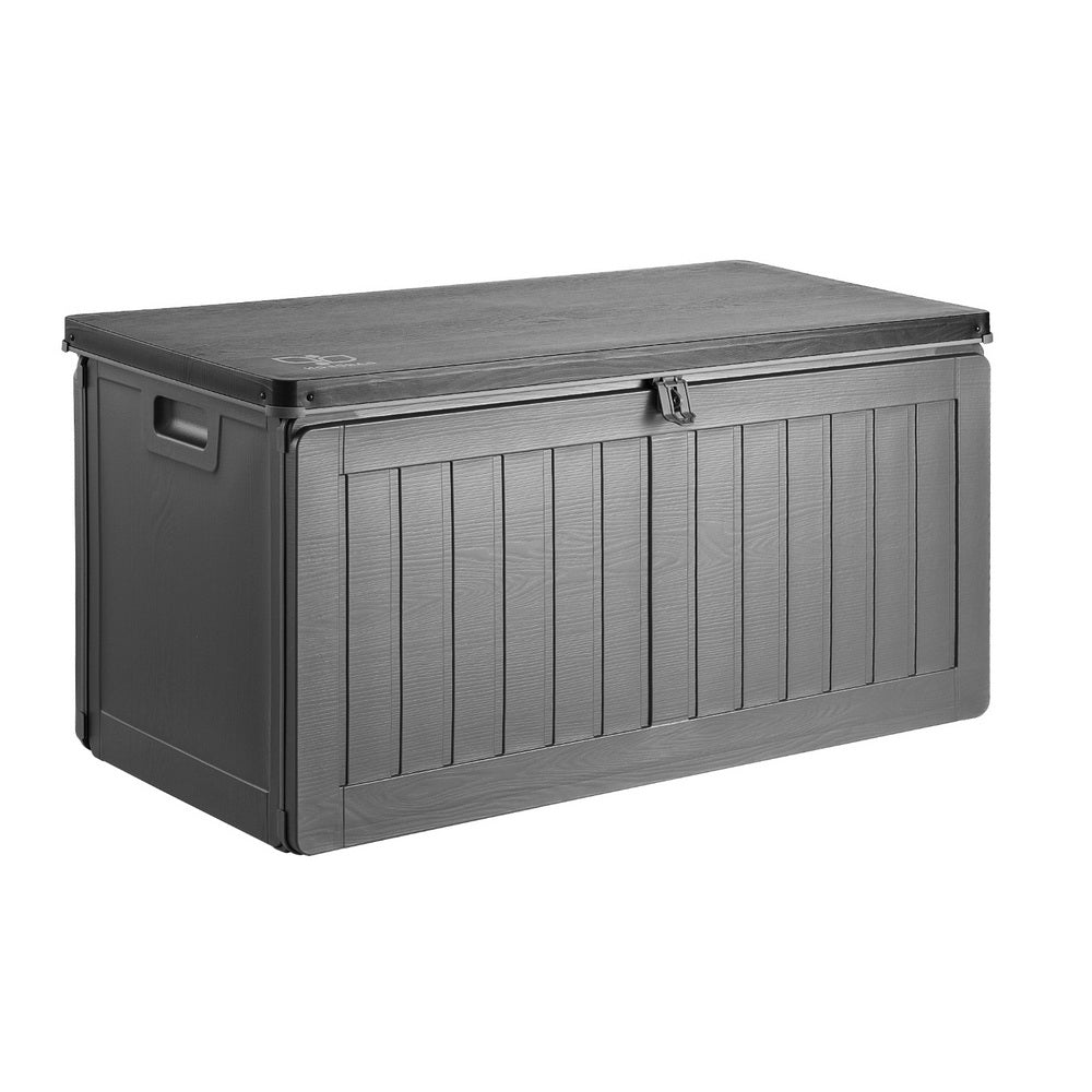 Gardeon Outdoor Storage Box 190L Container Lockable Garden Bench Tool Shed Black