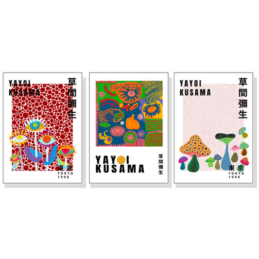 Wall Art 60cmx90cm By Yayoi Kusama 3 Sets White Frame Canvas