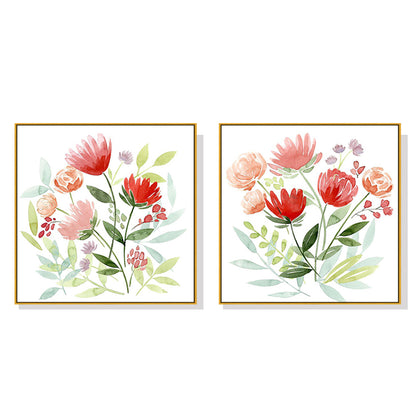 Wall Art 90cmx90cm Florals 2 Sets Gold Frame Canvas