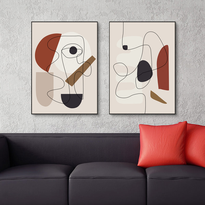 Wall Art 100cmx150cm Abstract Line Art By Picasso 3 Sets Black Frame Canvas