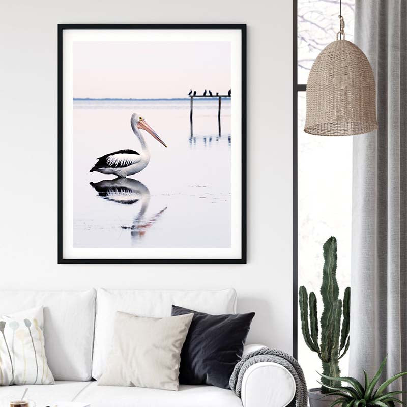 Wall Art 100cmx150cm Pelican Black Frame Canvas