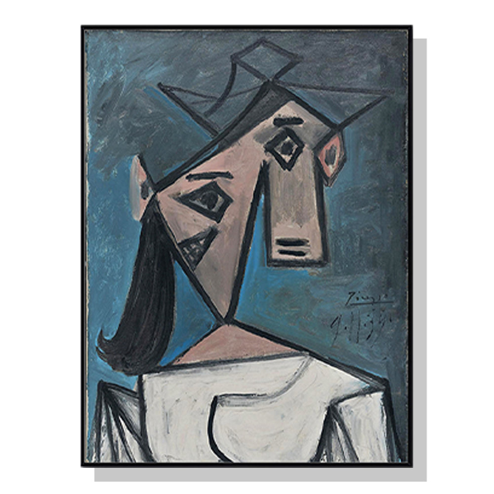 Wall Art 100cmx150cm Head Of A Woman By Pablo Picasso Black Frame Canvas