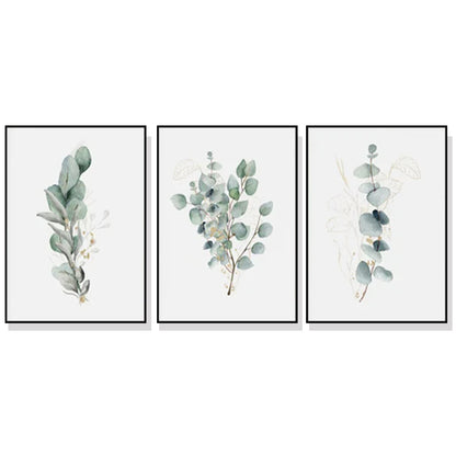 Wall Art 70cmx100cm Eucalyptus Plant 3 Sets Black Frame Canvas