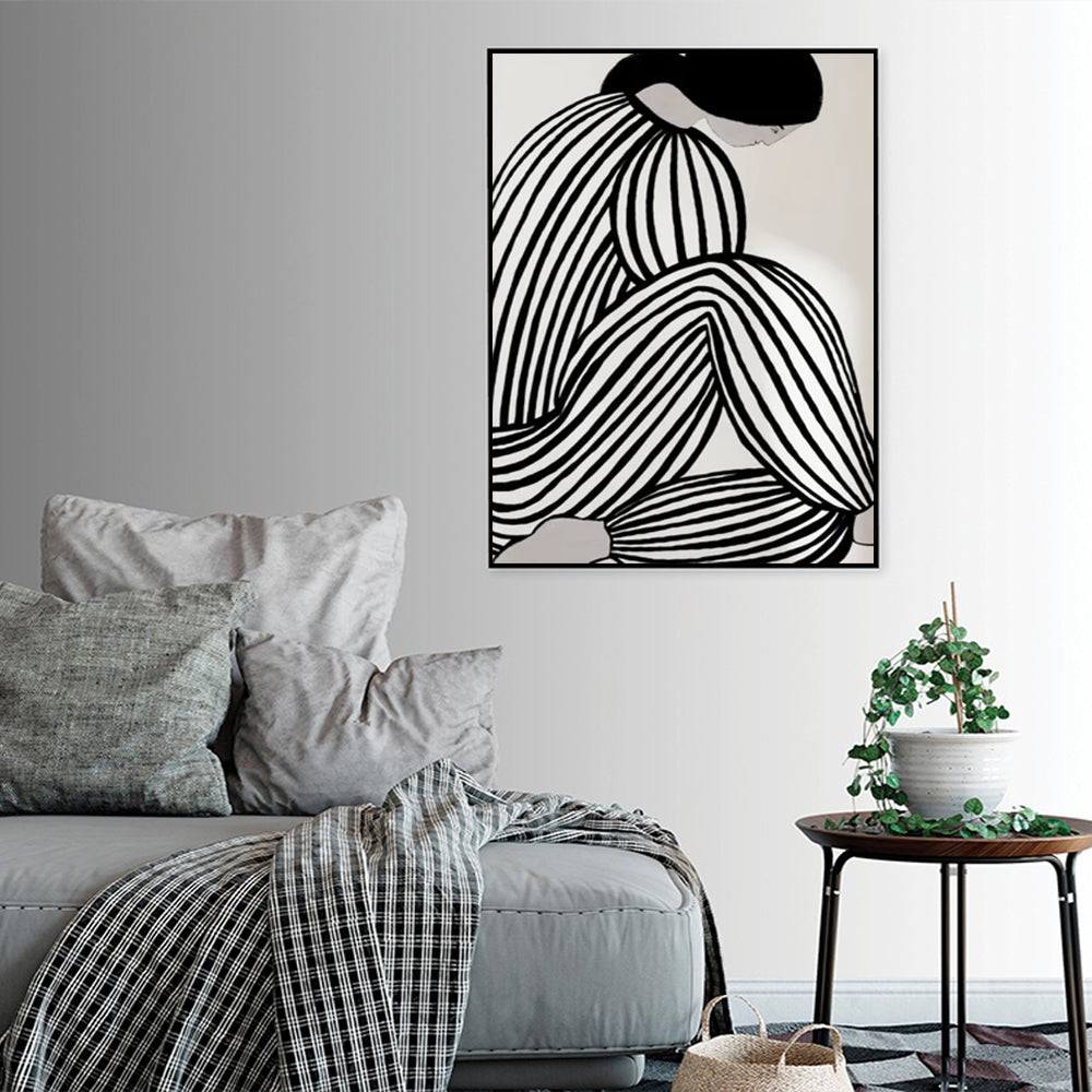 Wall Art 100cmx150cm Mid Century Figure Black Frame Canvas