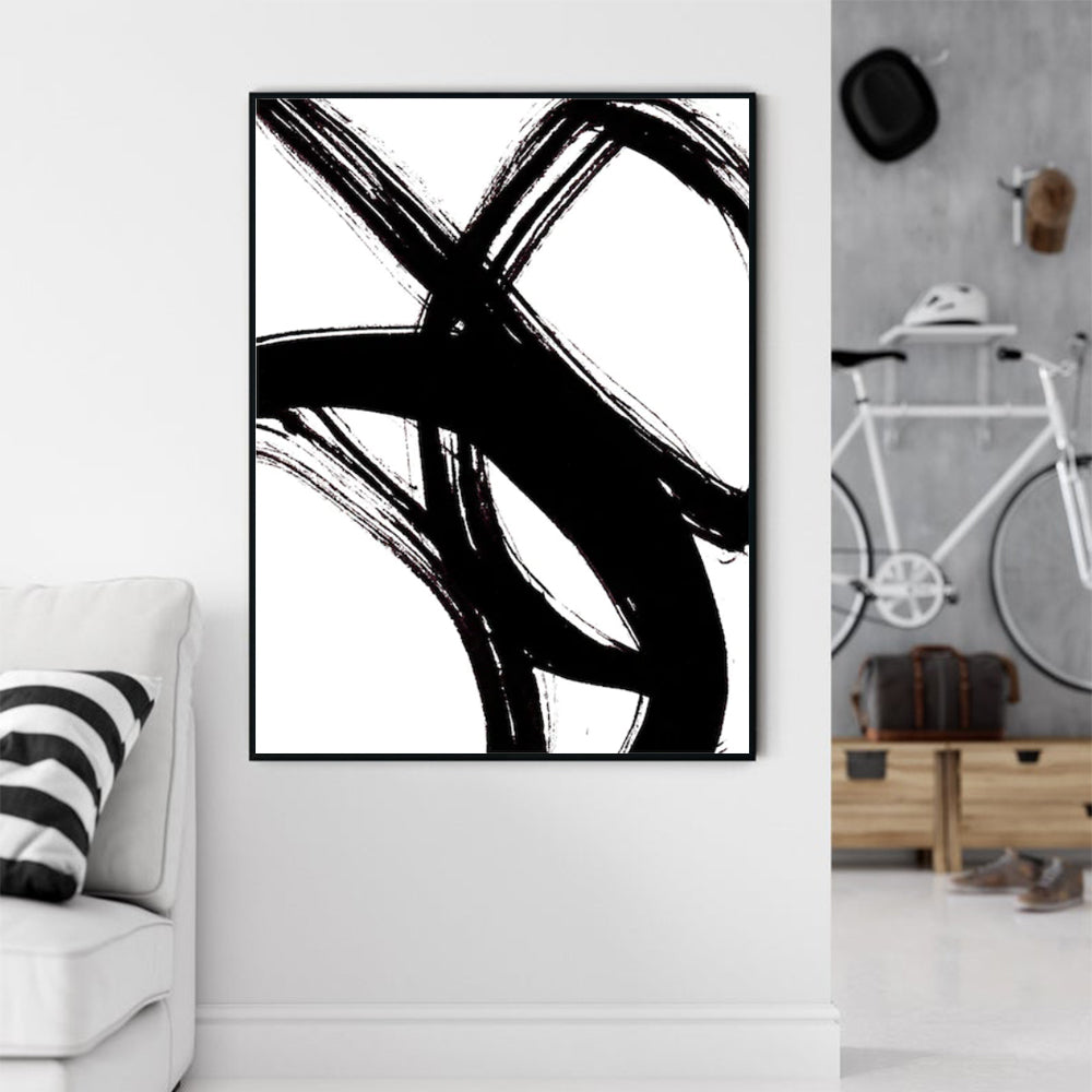 Wall Art 100cmx150cm  Minimalist Black Artwork Black Frame Canvas