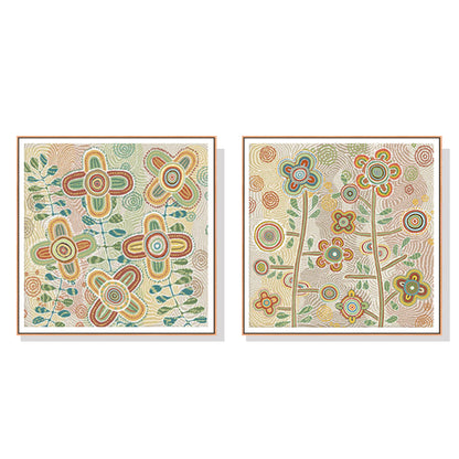 Wall Art 80cmx80cm Lovely Pattern II 2 Sets Wood Frame Canvas