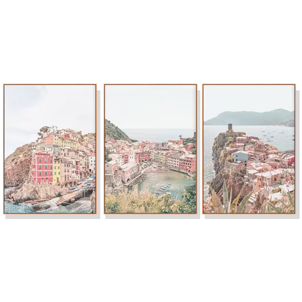 Wall Art 70cmx100cm Italy Cinque Terre 3 Sets Wood Frame Canvas