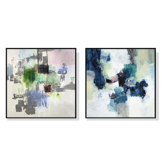 Wall Art 100cmx100cm Blue Crushers 2 Sets Black Frame Canvas