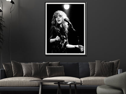 Wall Art 100cmx150cm Young Stevie Nicks in Concert Poster, Black Frame Canvas