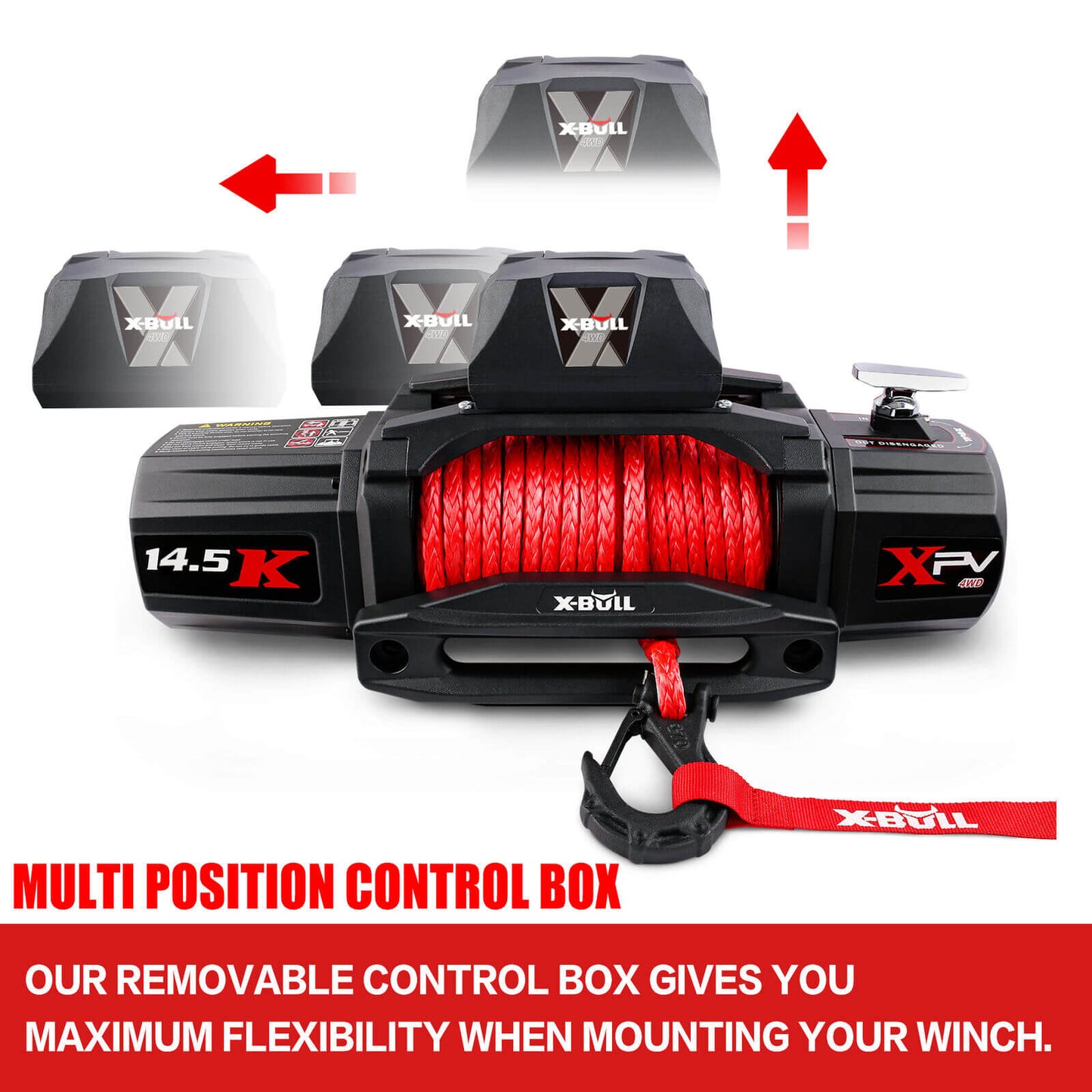 X-BULL 14500LBS Electric Winch 12V synthetic rope with Recovery Tracks Gen3.0 Black