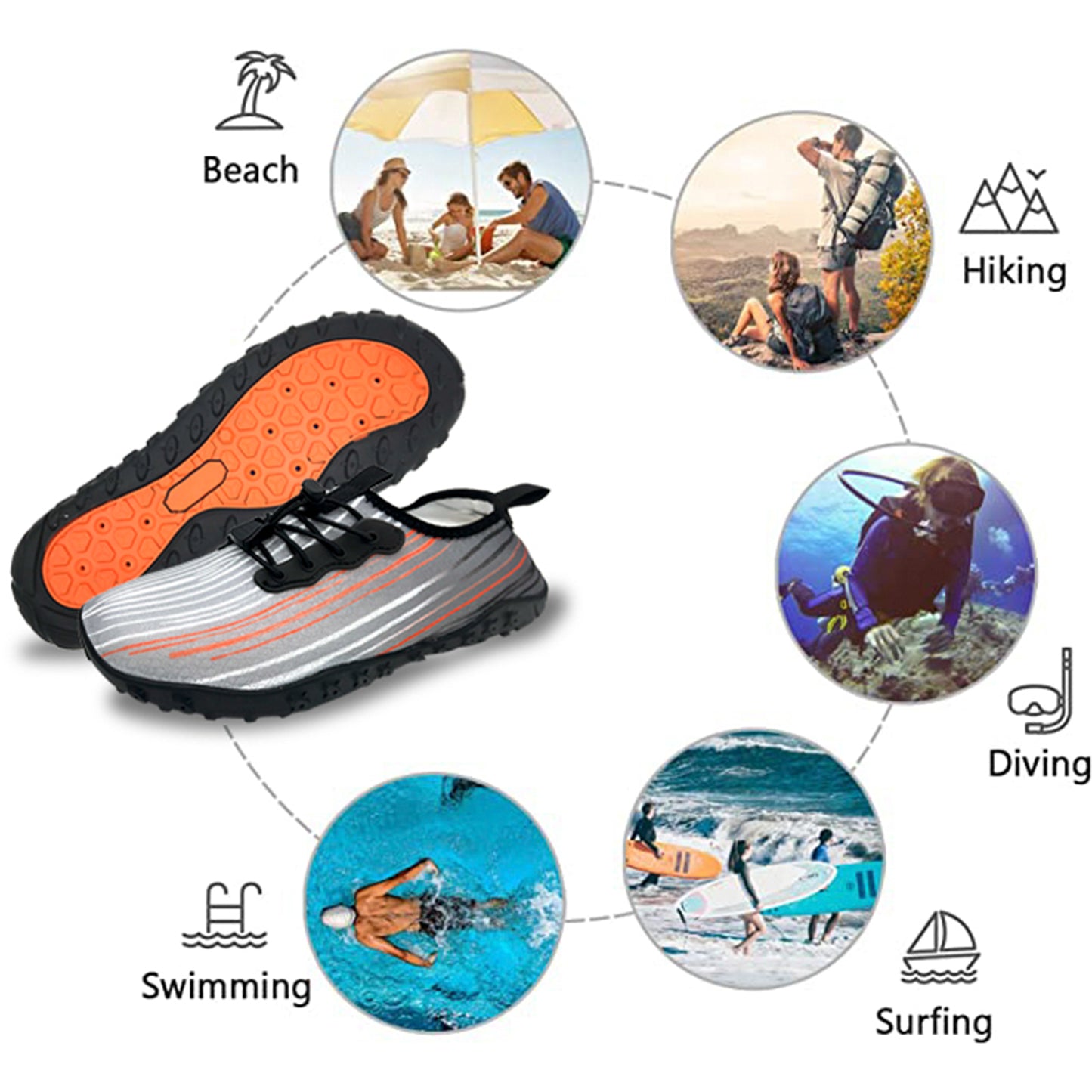 Water Shoes for Men and Women Soft Breathable Slip-on Aqua Shoes Aqua Socks for Swim Beach Pool Surf Yoga (Grey Size US 11)