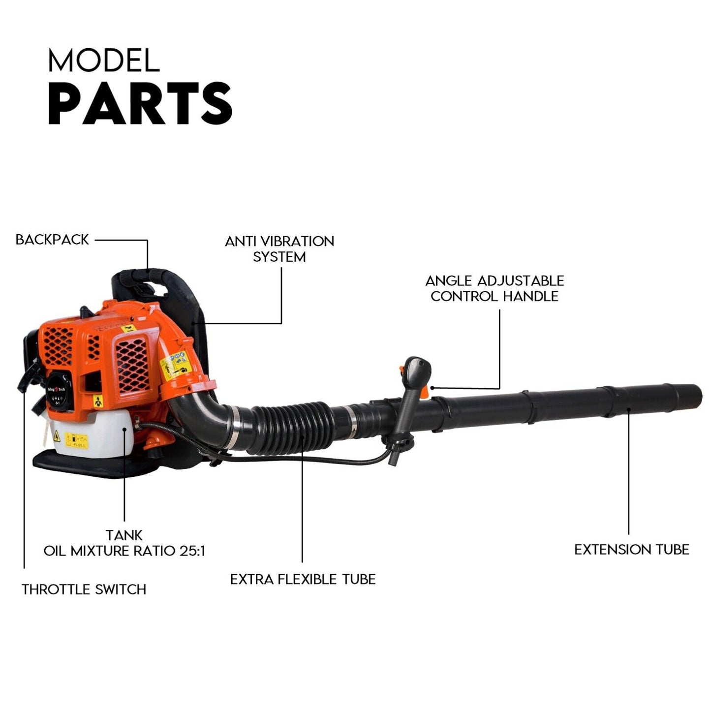 Petrol Leaf Blower 2 Stroke 42.7cc Backpack Commercial 540km/H