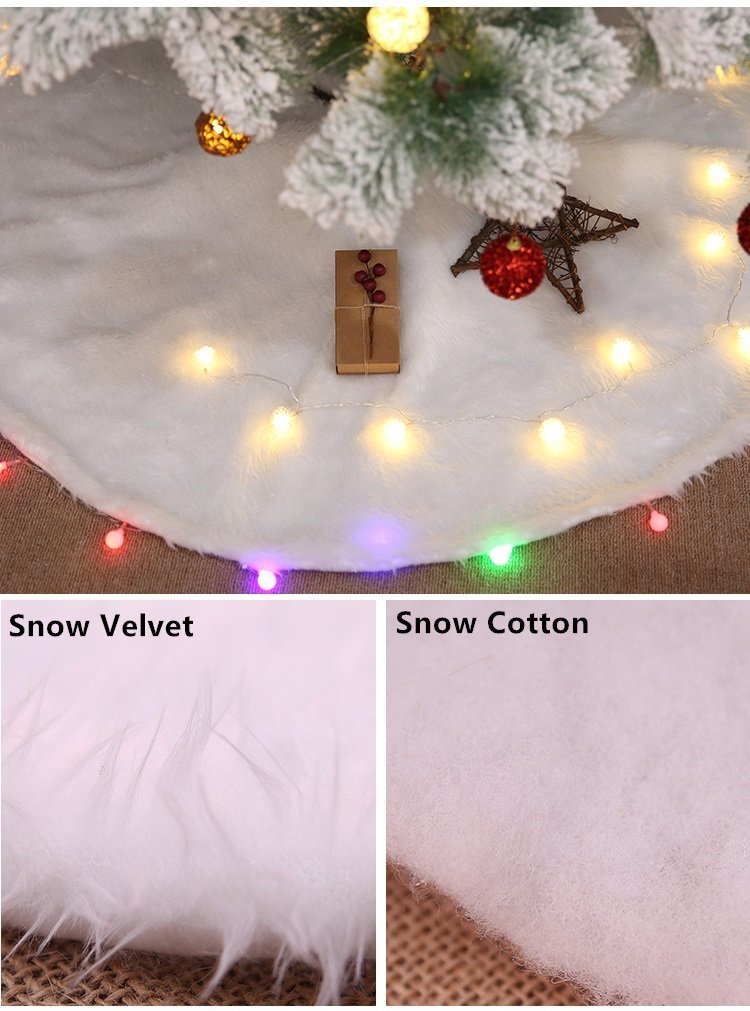 60/78/90/122cm Christmas Snow Plush Tree Skirt Xmas Base Floor Mat Cover Decor, 150cm (59")