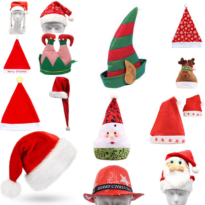 Christmas Unisex Adults Kids Novelty Hat Xmas Party Cap Santa Costume Dress Up, Plush Santa Hat