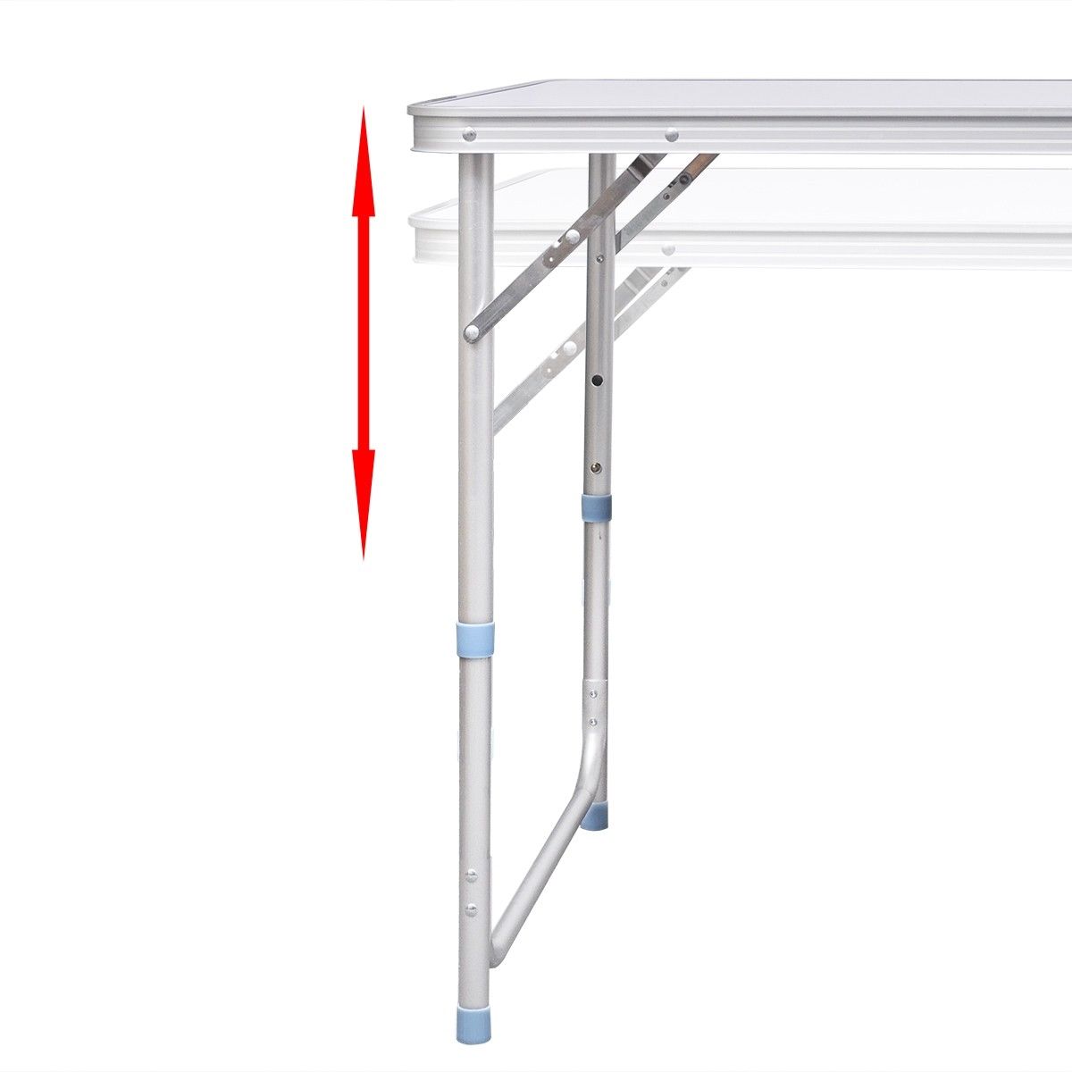 Aluminium Folding Portable Garden Camping Picnic BBQ Table Height Adjustable 120 x 60 cm - white