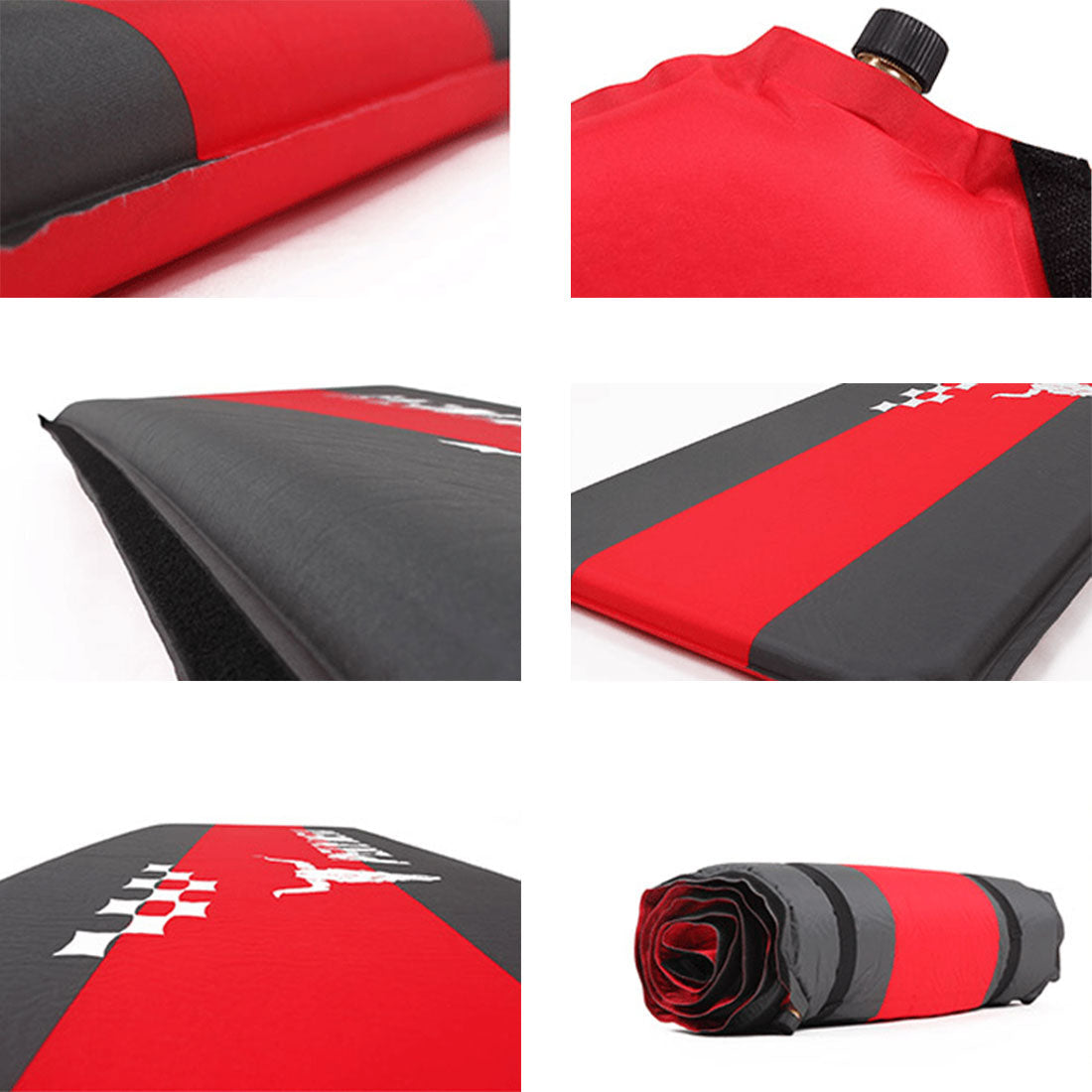 2 x 5cm Thick Self Inflating Mattress Sleeping Mat Air Bed Camping Camp Hiking Joinable Red