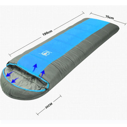 Double Camping Envelope Twin Sleeping Bag Thermal Tent Hiking Winter -15?? C - blue