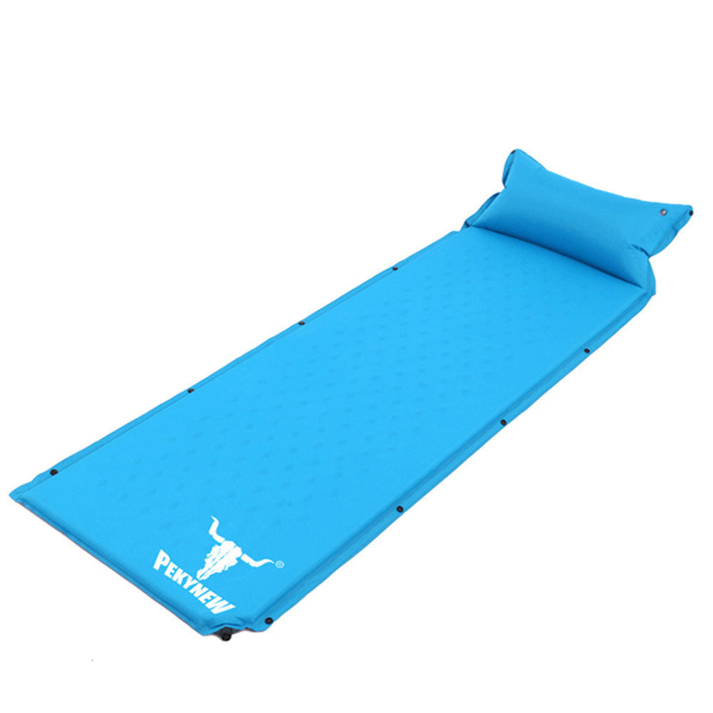 Air Bed Self Inflating Mattress Sleeping Mat Camp Camping Hiking Joinable - blue