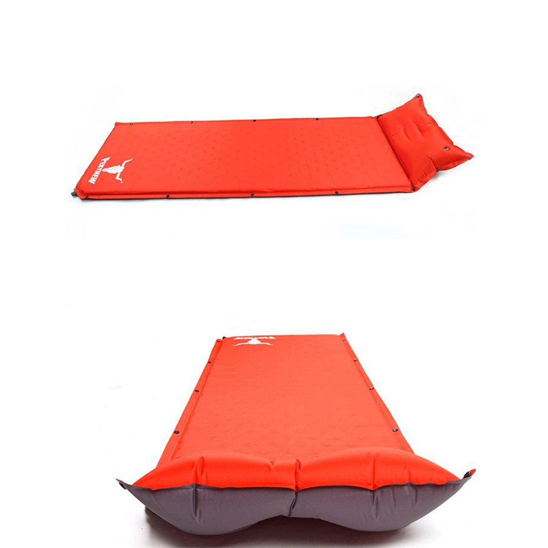 Double Air Bed Self Inflating Mattress Sleeping Mat Camping Camp Hiking Joinable - red