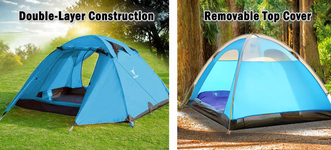 2 Person Portable Outdoor Lightweight Cycling Hiking Backpacking Camping Waterproof Tent - Blue