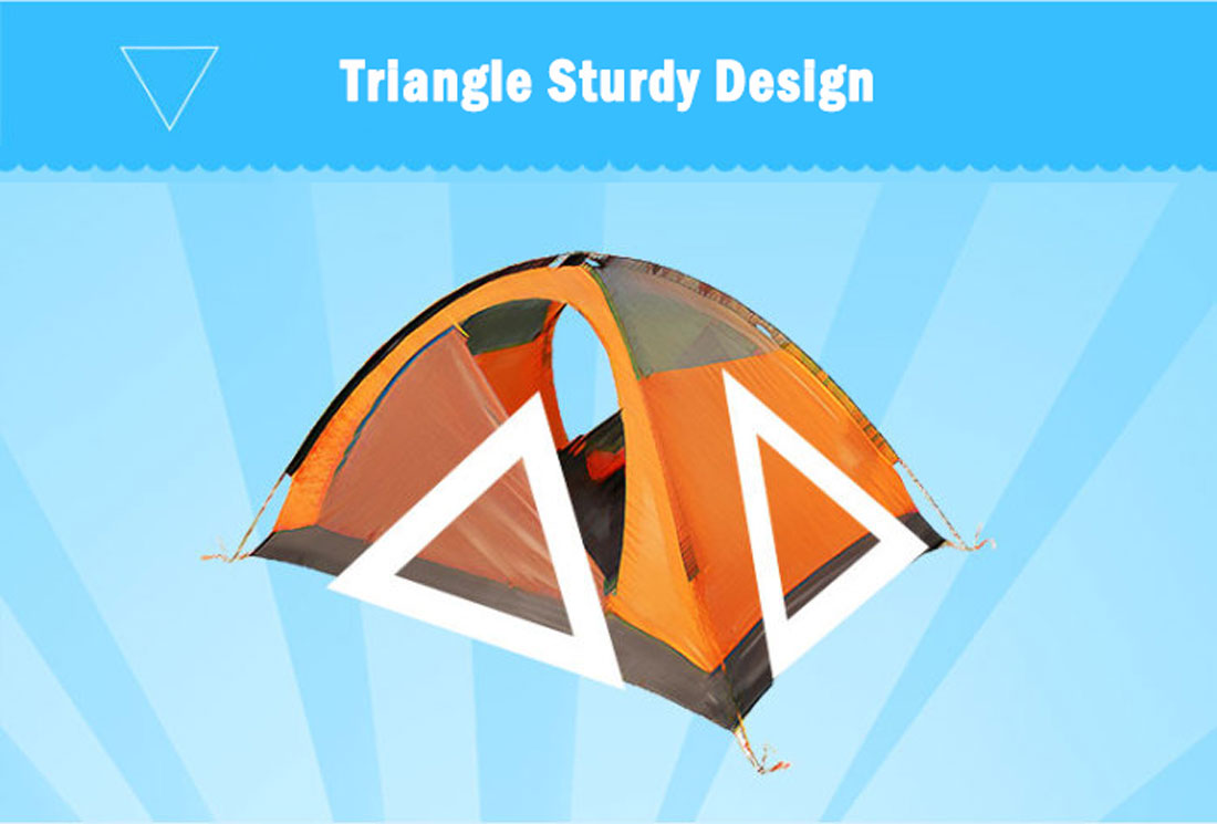 2 Person Portable Outdoor Lightweight Cycling Hiking Backpacking Camping Waterproof Tent - Orange