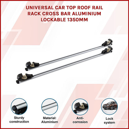 Universal Car Top Roof Rail Rack Cross Bar Aluminium Lockable 1350MM