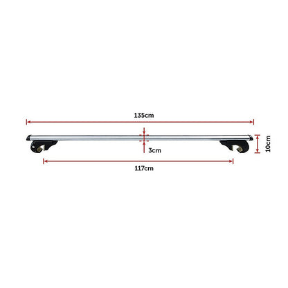 Universal Car Top Roof Rail Rack Cross Bar Aluminium Lockable 1350MM