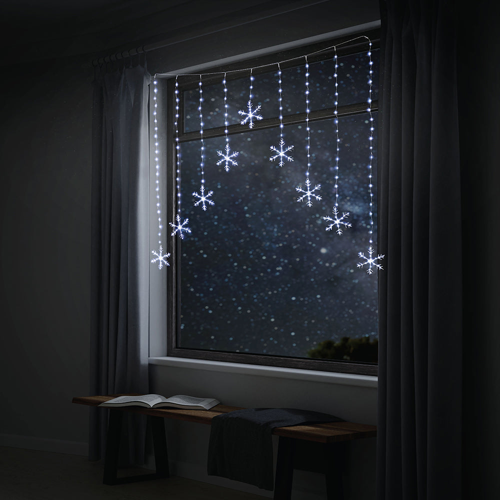 LED Snowflakes Curtain Lights avialable in 2 Colors - Warm White