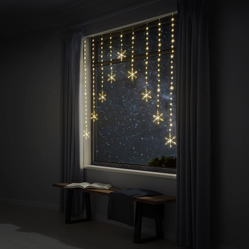 LED Snowflakes Curtain Lights avialable in 2 Colors - Cool White