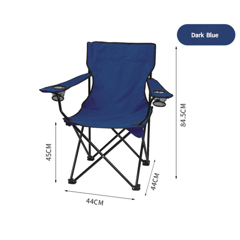 2pcs Blue Portable Folding Camping Chair with Armrests and Cup Holder