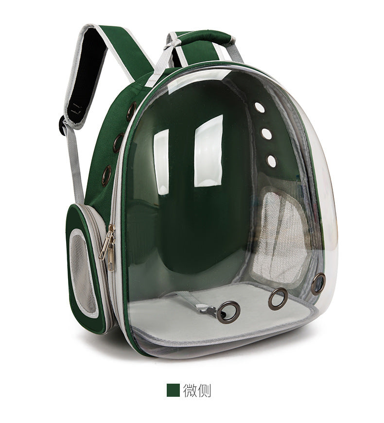 Green Pet Carrier Backpack with Transparent Window