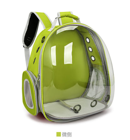 Green Red Pet Carrier Backpack with Transparent Window