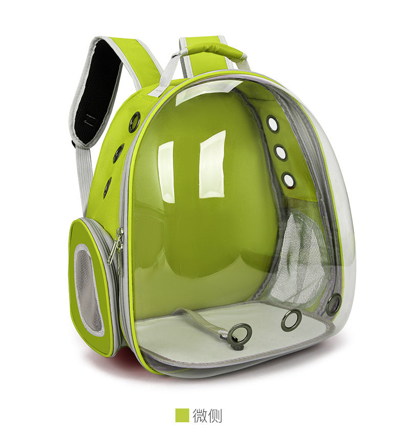 Green Red Pet Carrier Backpack with Transparent Window