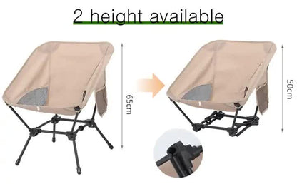 Beige Portable Lightweight Folding Beach Chair - Compact Fishing Chair with Square Legs for Outdoor Use