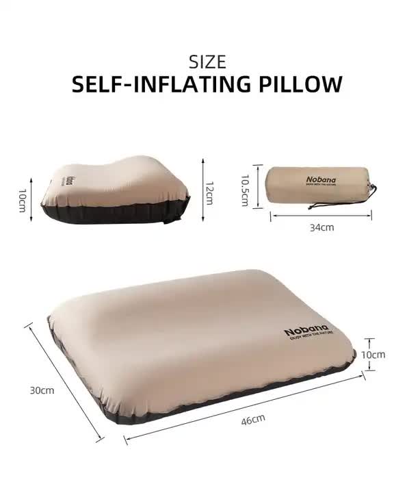 Navy Blue Automatic Inflatable 3D Outdoor Sponge Pillow - Portable Camping Travel Neck Cushion, Comfortable Air Mattress for Tent, Versatile Nap Pillow