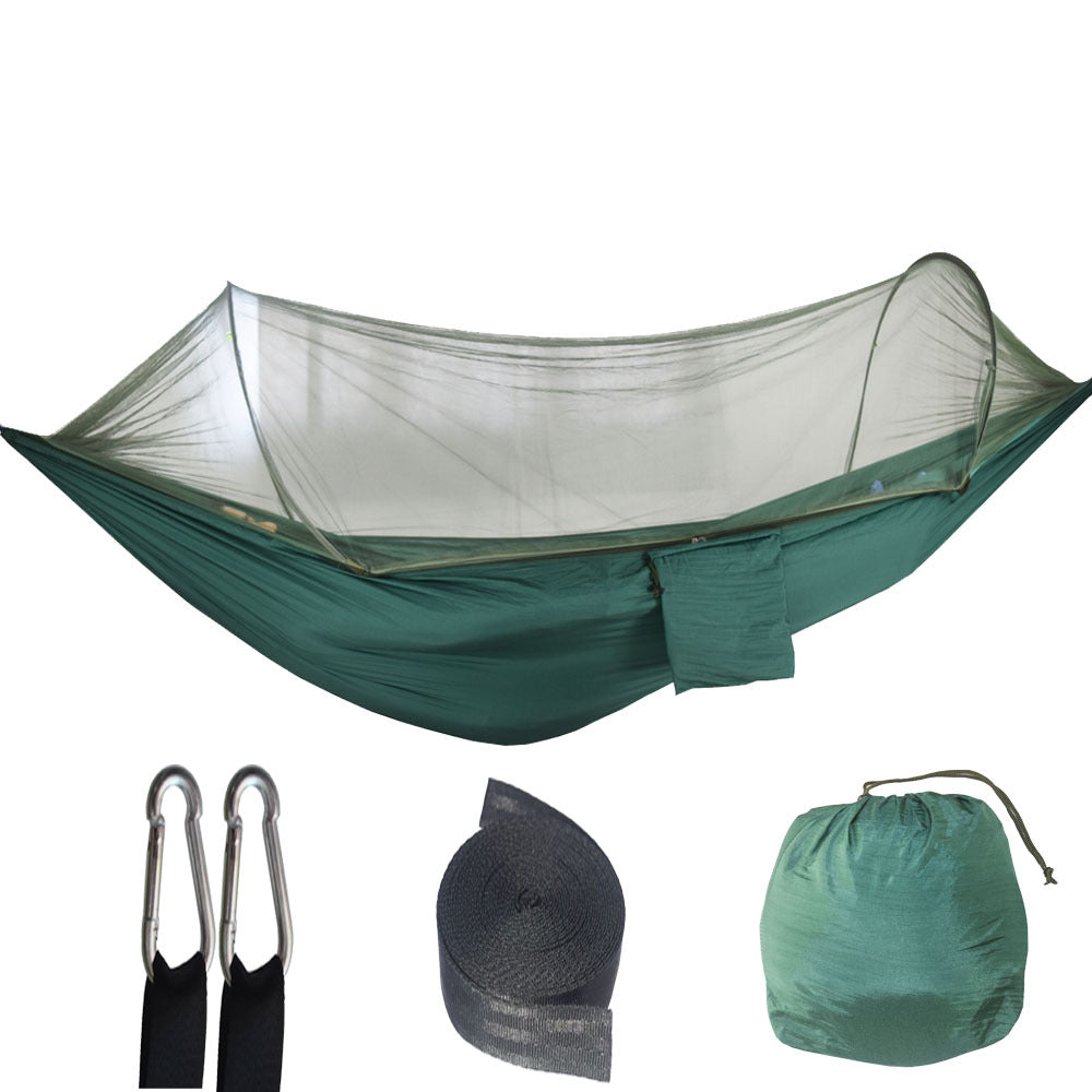 Turquoise Automatic Pop-Up Mosquito Net Hammock - 200kg Load Capacity, Lightweight Outdoor Camping Gear with Quick Setup and Durable Design