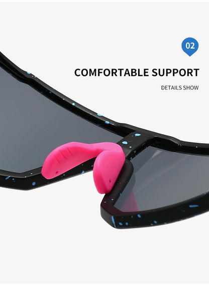 UV400 Sports Sunglasses with Polarized TAC Lens - Black/Blue