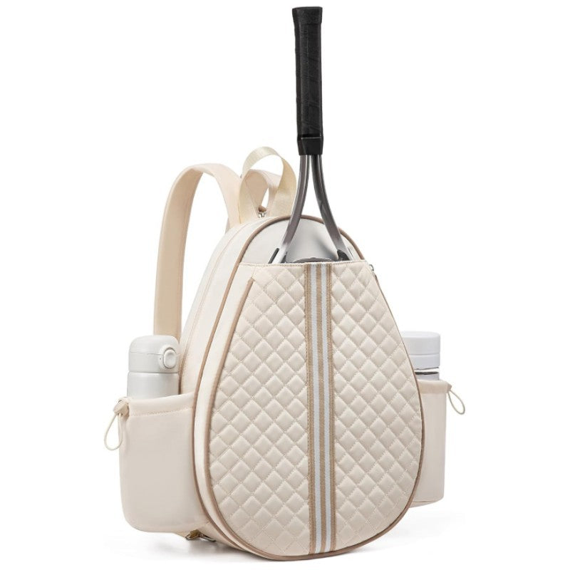 Off White Lightweight Waterproof Tennis Racket Backpack - Multifunction Sling and Backpack for Men and Women(The water cup racket is a shooting prop and is not included)