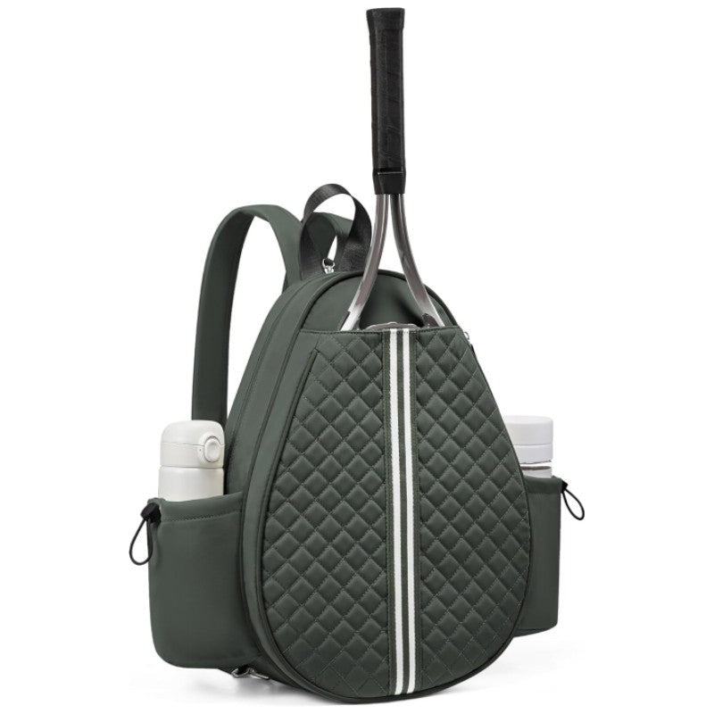 Green Lightweight Waterproof Tennis Racket Backpack - Multifunction Sling and Backpack for Men and Women(The water cup racket is a shooting prop and is not included)