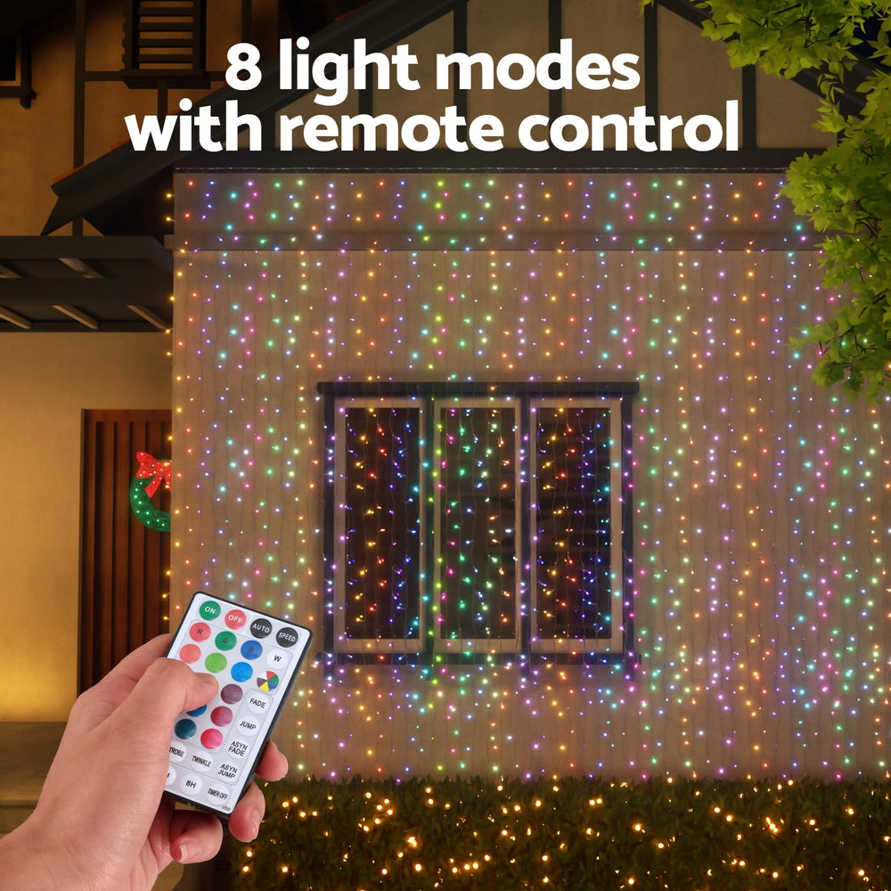 3X6M Christmas Lights Curtain Light 960 LED RGB Remote Jingle Jollys