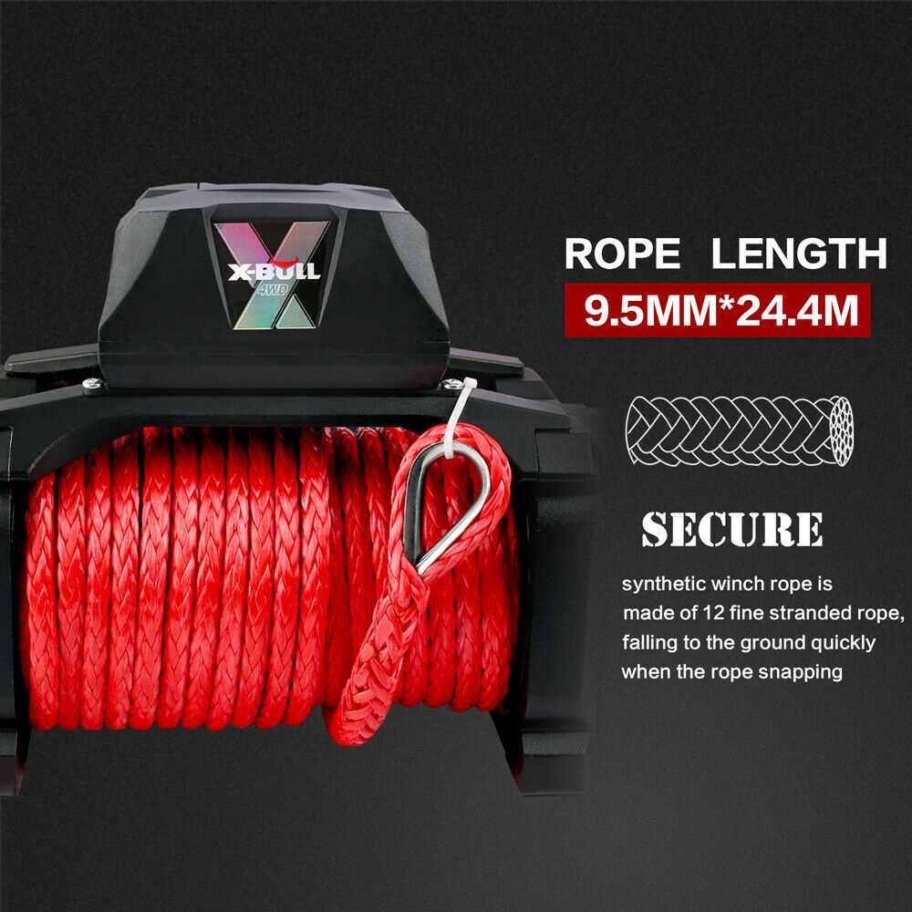 X-BULL Electric Winch 12V Synthetic Rope Wireless 14500LB Remote 4X4 4WD Boat