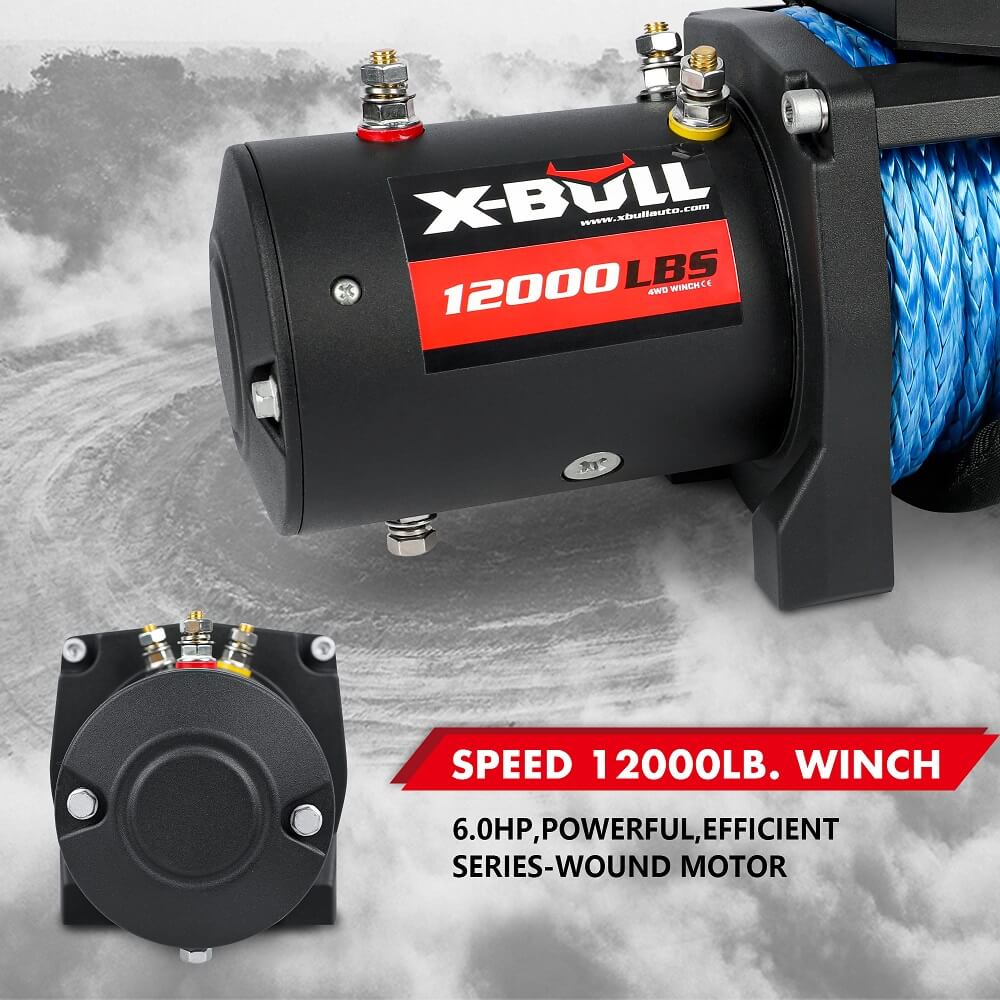 X-BULL 4x4 Electric Winch 12V 12000LBS synthetic rope 4WD Car with winch mounting plate